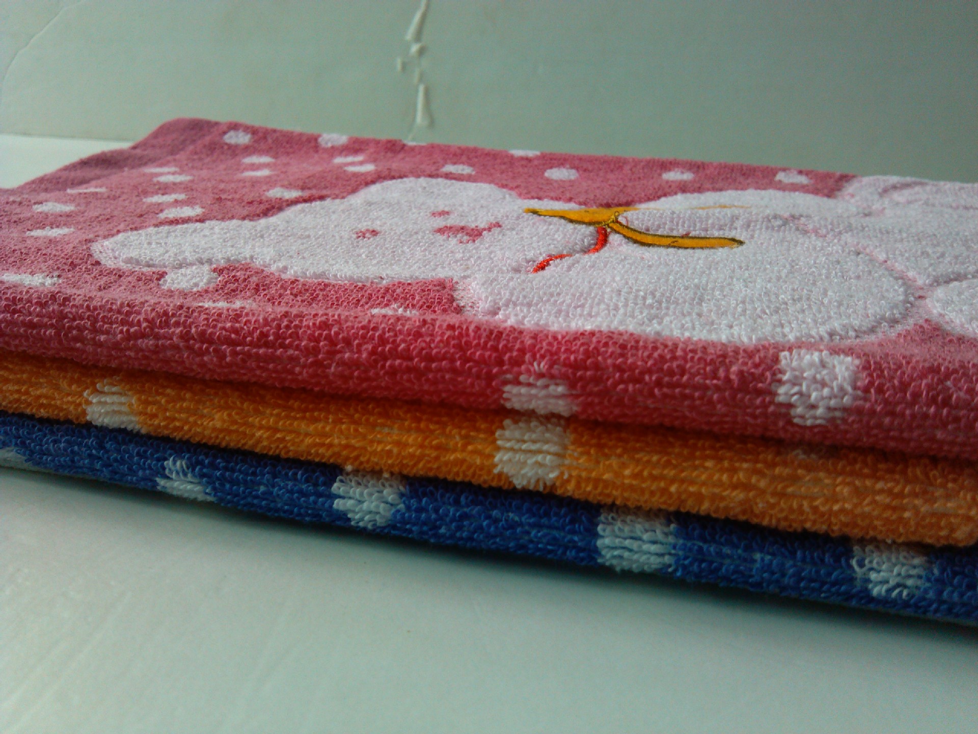 河北高阳毛巾厂 绣熊 14支弱捻 棉枕巾