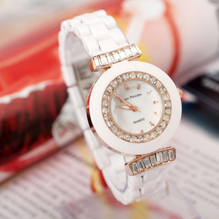 新款水钻女士白色陶瓷手腕表 kuromi品牌手表 学生装饰手表批发!
