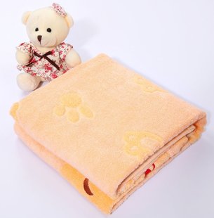 特价促销 木棉无捻儿童被熊宝宝绣花毛巾被夏凉空调被毛巾毯薄毯