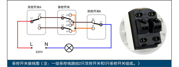 单个翘板开关接线图解图片