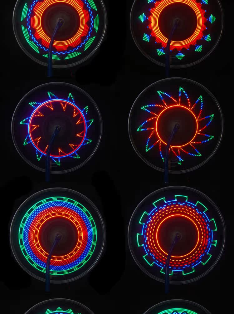 32款图案双面16led炫彩骑士自行车炫彩风火轮 车轮灯 112g