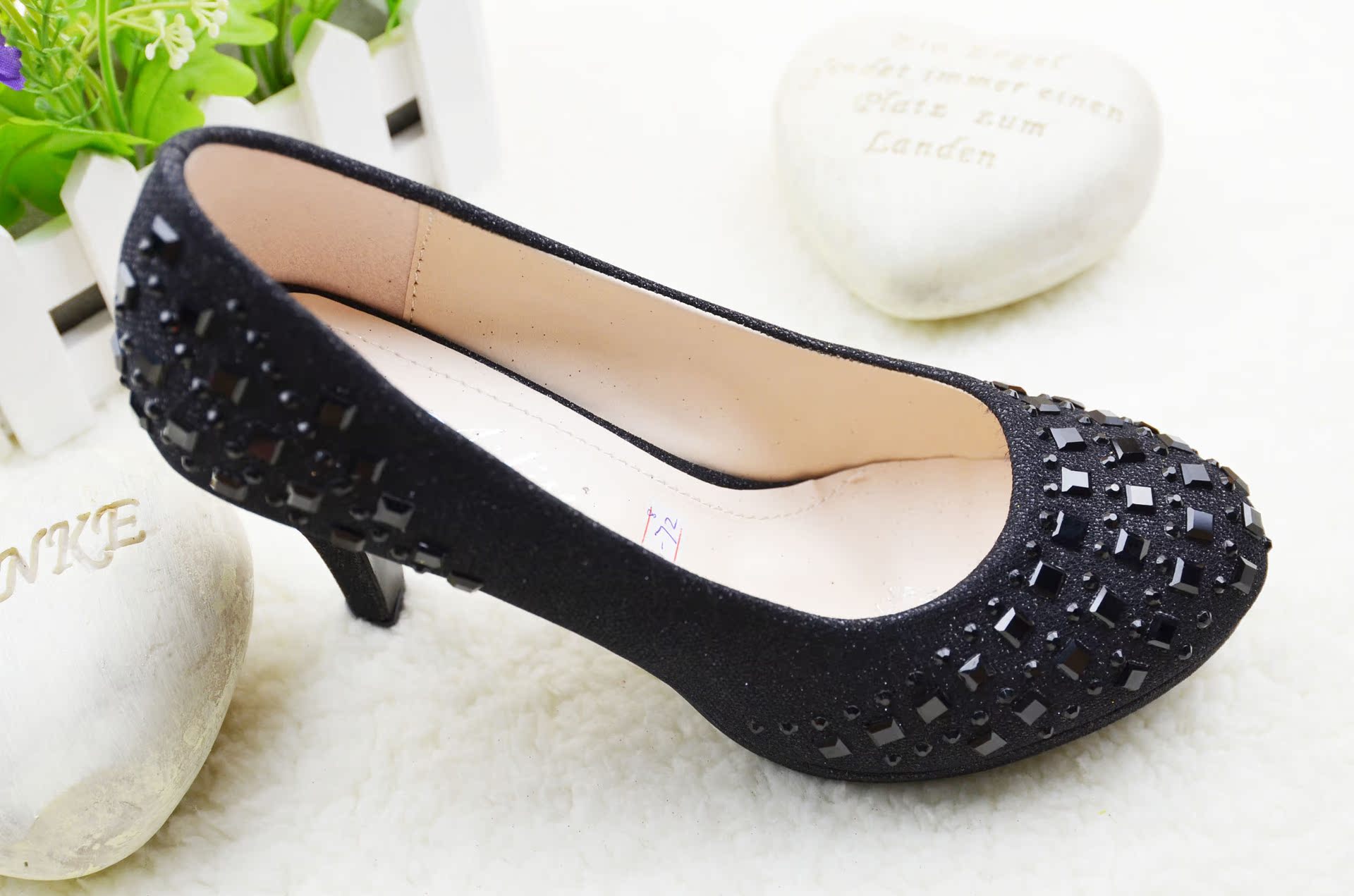 惠东女鞋厂家直销水钻磨砂金粉防水台中高跟夜店鞋女单鞋