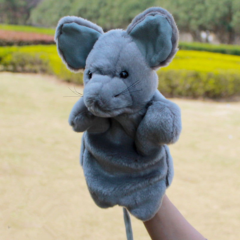 益智亲子游戏道具安抚玩偶生肖鼠动物手偶大号毛绒玩具老鼠