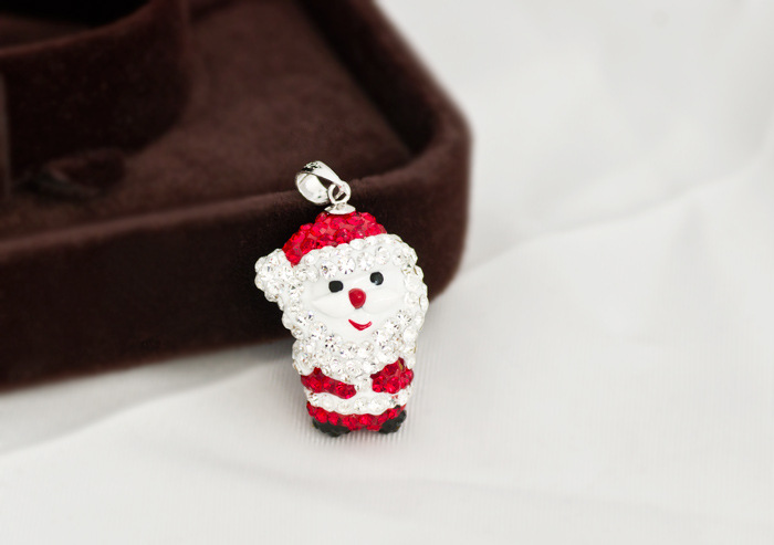 约瑟兄弟银饰批发 圣诞老人(小号).s925纯银微镶锆石吊坠