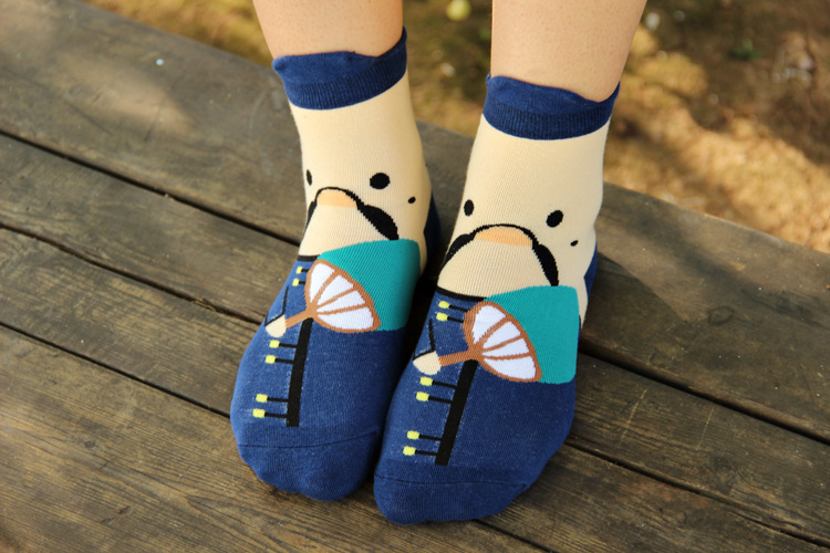 韩国新款 厨师国王四人组 立体人物女式纯棉卡通袜 立体人物袜子