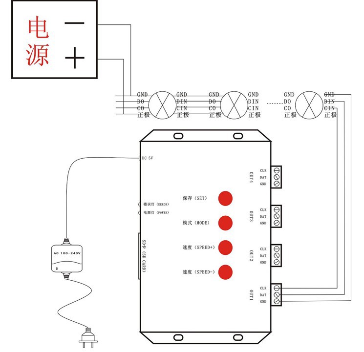 led控制器接线图图片
