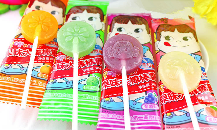 不二家果味大棒棒糖 10g*7支*4个口味 盒装 一箱8盒 厂家直销