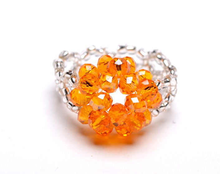 水晶戒指大号满天星戒指 手编戒指地摊热卖东海燕子水晶