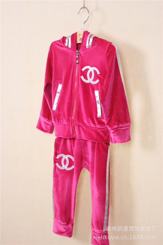 外贸童装批发 秋款新款 韩版热销男女童香奈儿运动套装 儿童套装