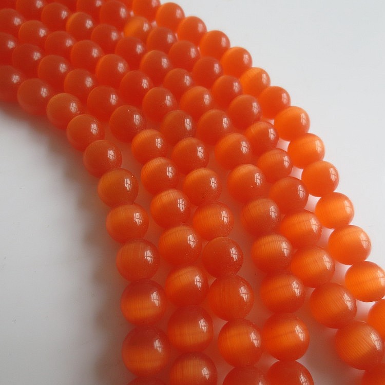 橙色猫眼珠子 猫眼石散珠 6-16mm颗猫眼石圆珠串珠 diy配件批发