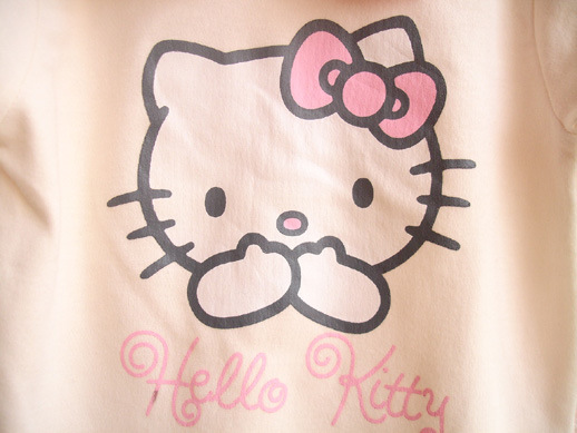 出口欧美 kt外贸原单童装批发 凯蒂猫精梳棉长袖翻领波点童t上衣