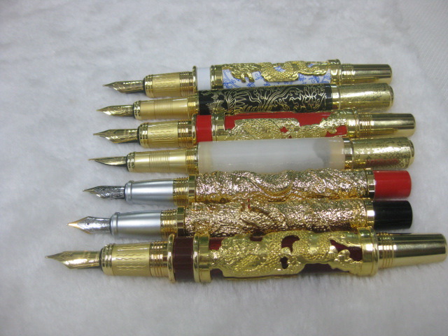 龙笔 白玉钢笔 钢笔 龙身笔 阿富汗玉笔 高档钢笔