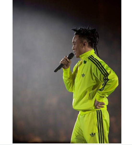 陈奕迅2013新款卫衣 三叶草2x荧光时尚卫衣荧光绿开衫运动服外套