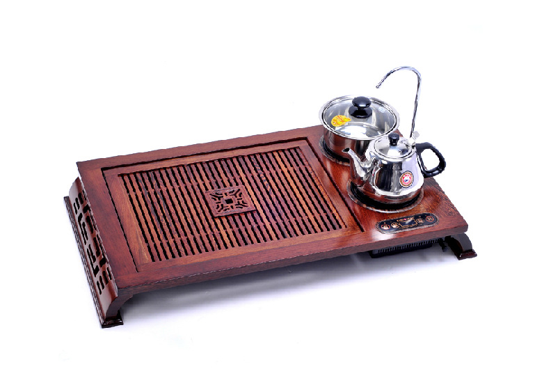 金灶v210a茶具四合一电磁茶炉泡茶机鸡翅木实木雕刻茶盘1000w