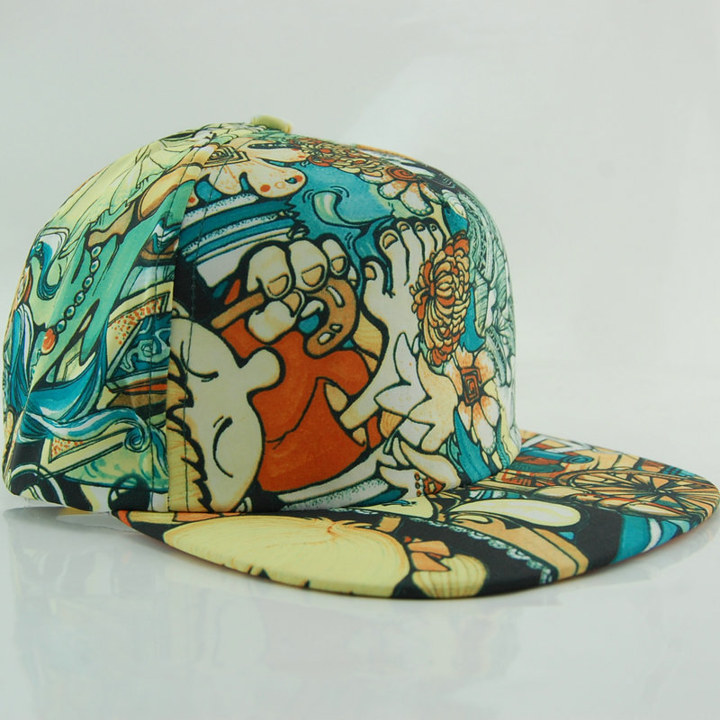 帽子批发 怪兽涂鸦棒球帽 平沿嘻哈帽街舞鸭舌帽子男女 韩版潮