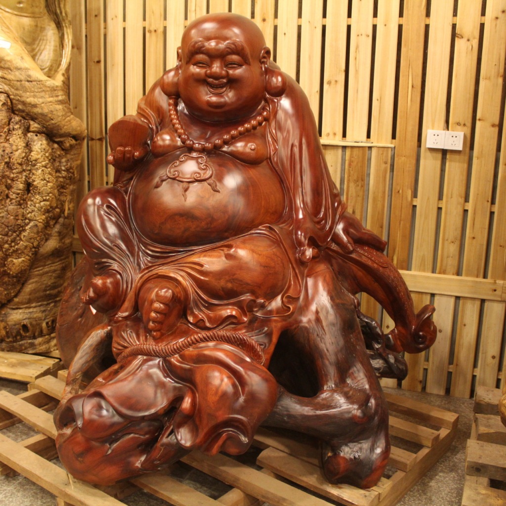 大型根雕 大型木雕 工艺品礼品 花梨木坐弥勒佛大型雕刻摆件
