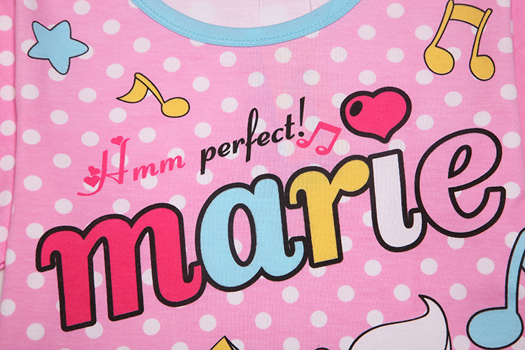 2013秋季新品长袖女童装套装家居服marie猫卡通印花100%纯棉睡衣