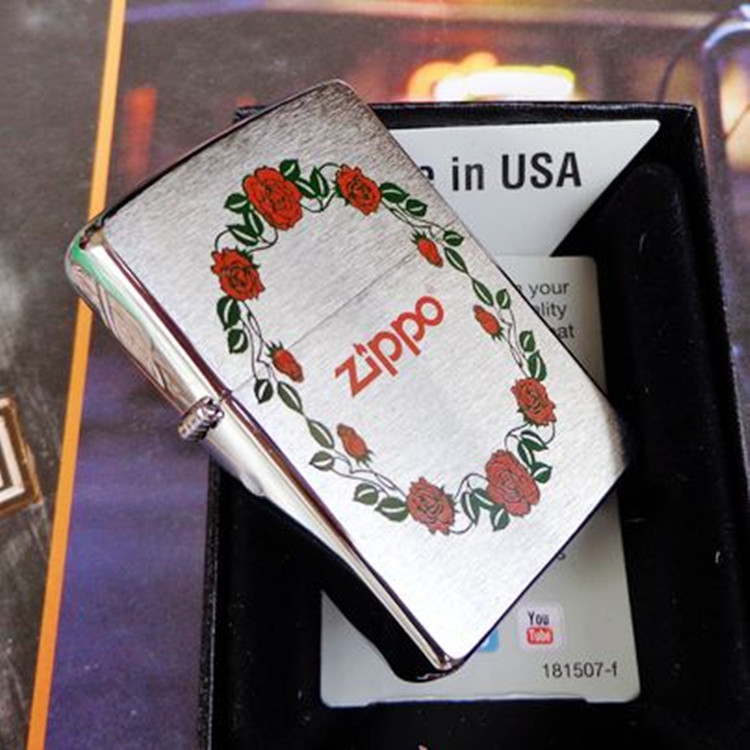 原装正品玫瑰印花2013新款防风zippo超薄28568