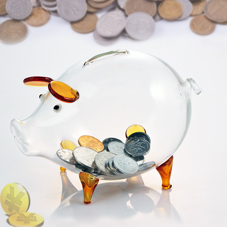 厂家直销水晶玻璃猪储钱罐可爱小猪存钱罐创意礼品小款
