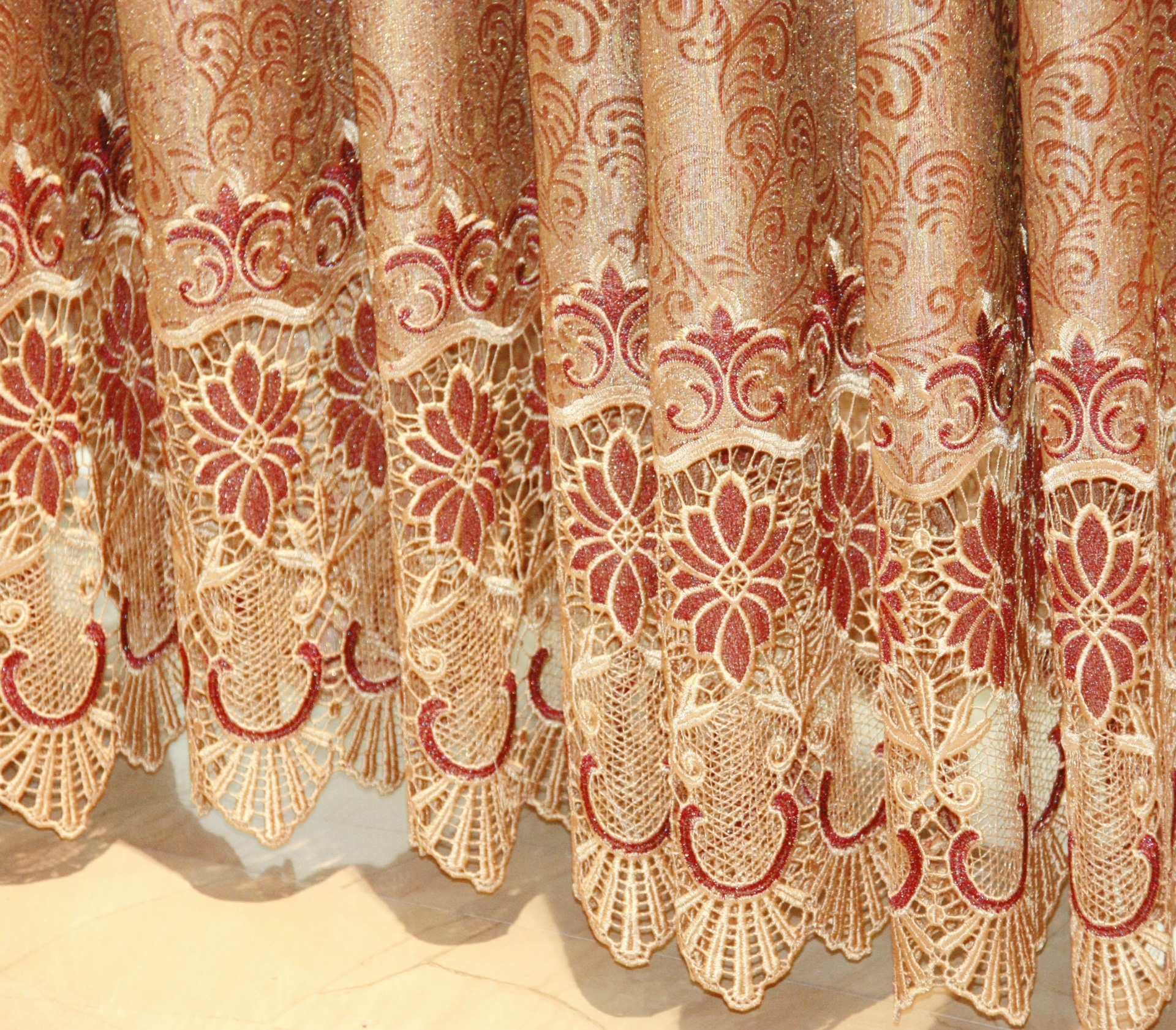 虎帝高档绣花窗帘 提花绣花窗帘布 客厅窗帘 高档绣花布 新款绣花