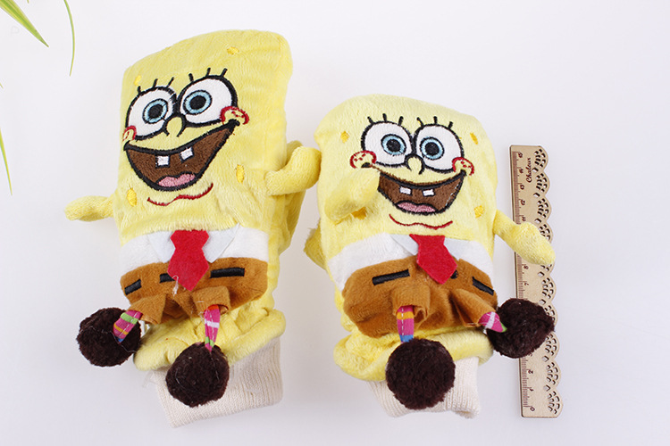 批发直销 好极行手套 海绵宝宝卡通包半指手套 保暖 新款st13013