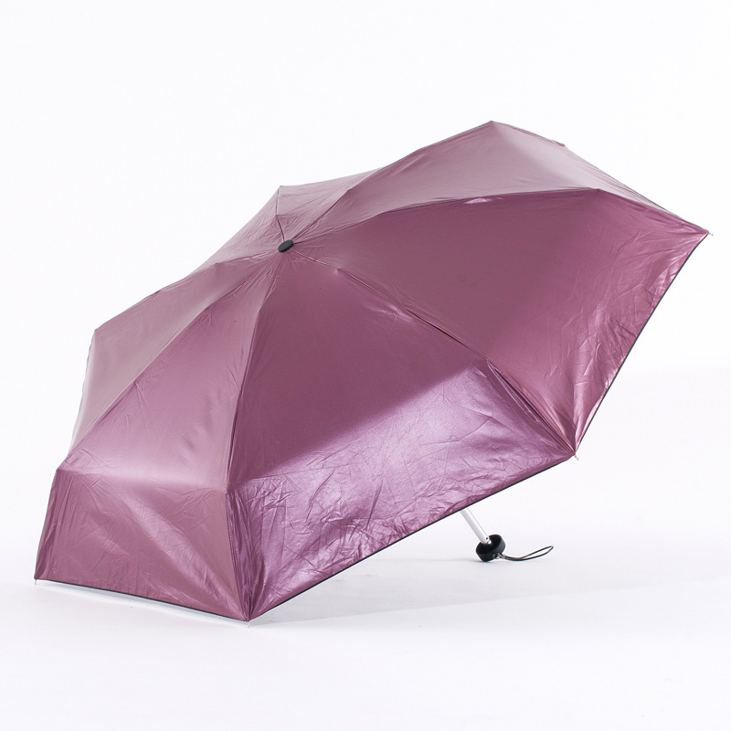 ok牌纯色黑胶口袋晴雨伞 超轻超短 五折布 黑胶防晒防紫外线伞