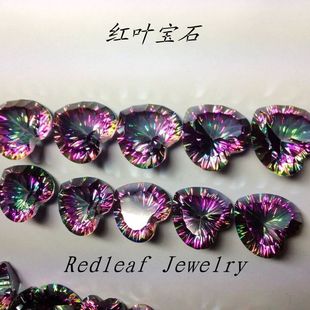 梧州宝石厂批发锆石水晶电镀七彩紫红千禧裸石七彩石