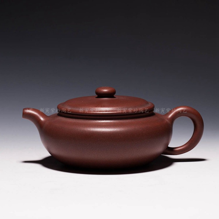 台湾回流 顾景舟款【扁仿古壶】(360cc)老紫泥