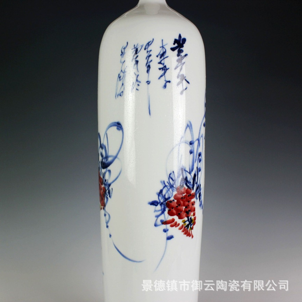 景德镇陶瓷名人名作瓷瓶 曹军手绘工笔画花瓶 家居摆件瓷器收藏品