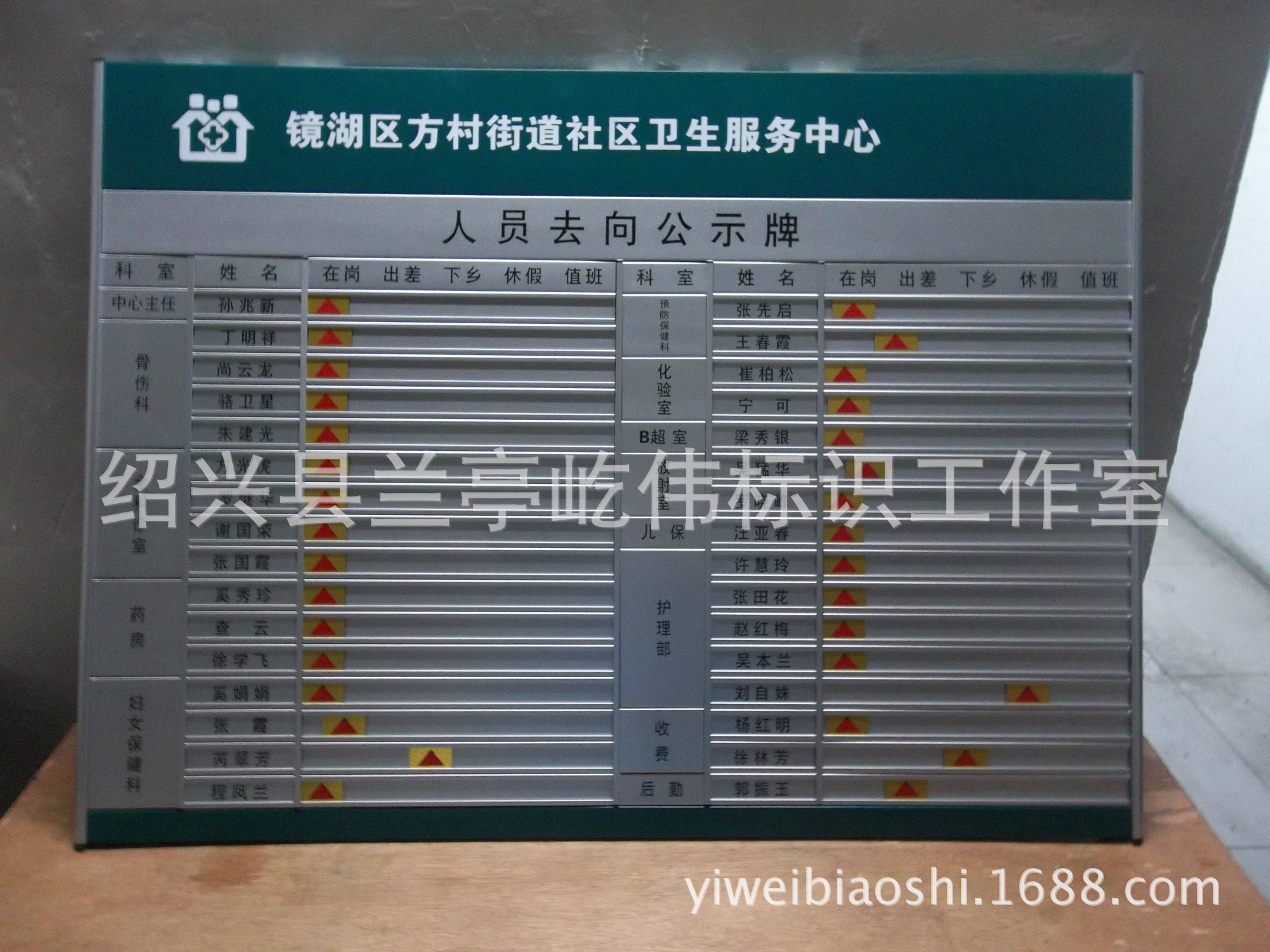 医院多人去向牌定做 社区卫生服务中心指示牌 人员去向动态牌