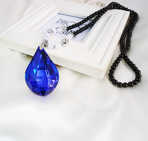 x162 天使之泪蓝色水晶宝石毛衣链 高档饰品批发 网络流行项链