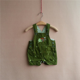 外贸原单童装批发 法国absorba原单男童军绿色背带裤 婴童码数