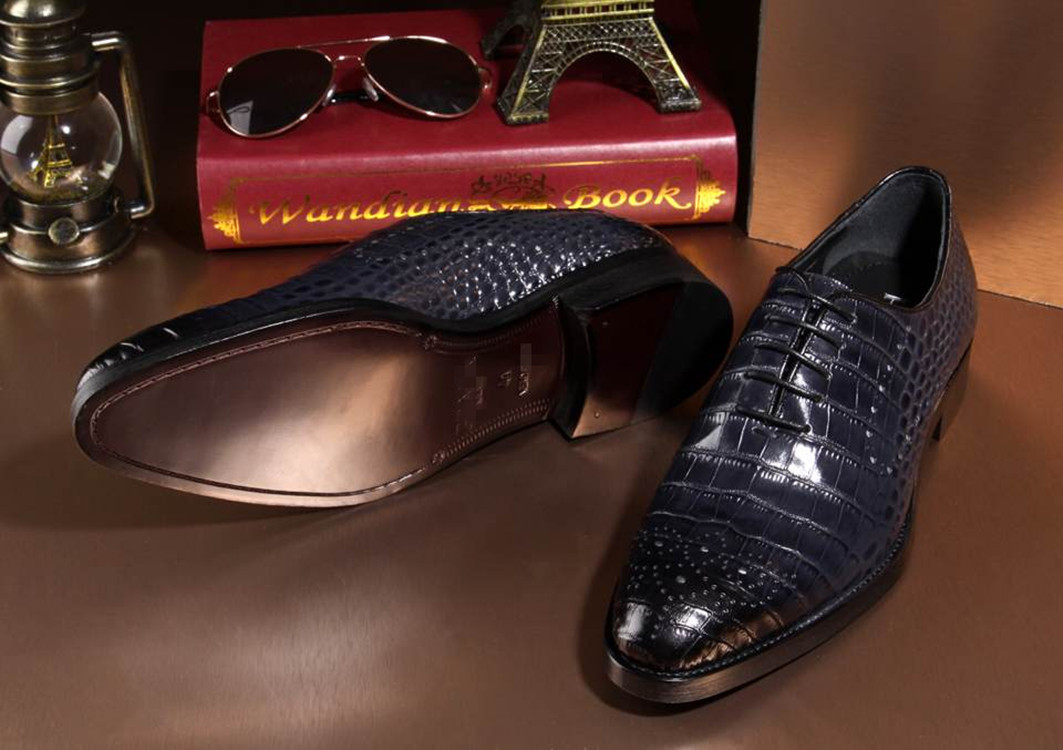 欧美大牌鳄鱼纹真皮大底男鞋经典正装皮鞋奢华高端大气