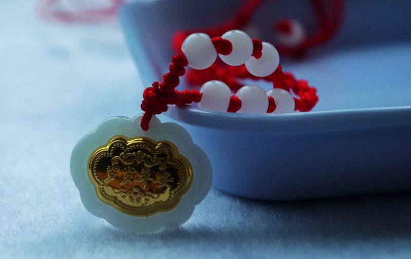 金镶玉 天然a货翡翠吊坠 宝宝锁 长命锁 岁岁平安 钰妃