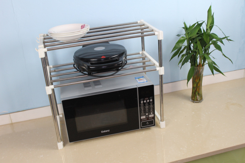 阿凡奇 双层不锈钢微波炉架 微波炉收纳架 电器收纳架 cf-1013