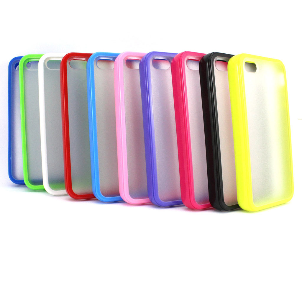 iphone4双色tpu手机壳透明磨砂pc底壳实色tpu边框手机保护壳