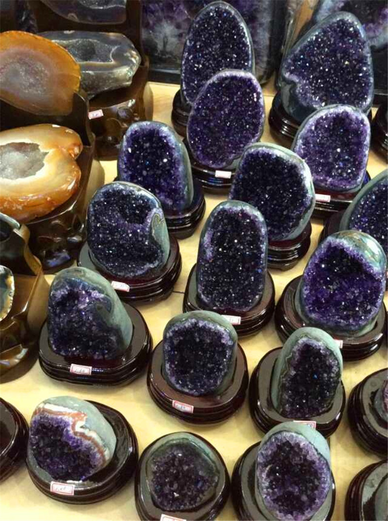 巴西天然水晶原矿摆件 紫晶块水晶块紫晶洞紫晶簇消磁防