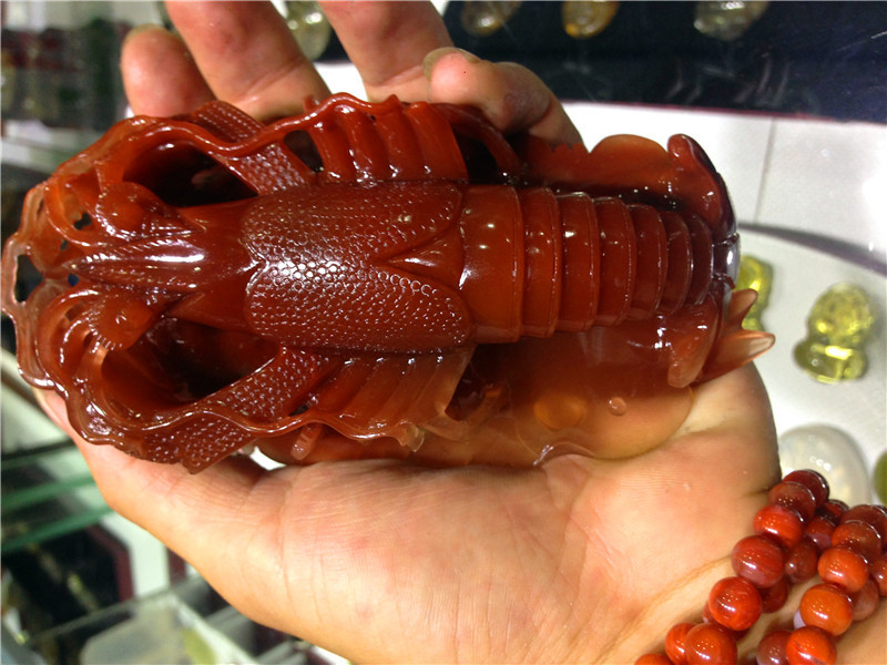 红水晶龙虾摆件 家居客厅办公室饰品 事业有成,财运增加