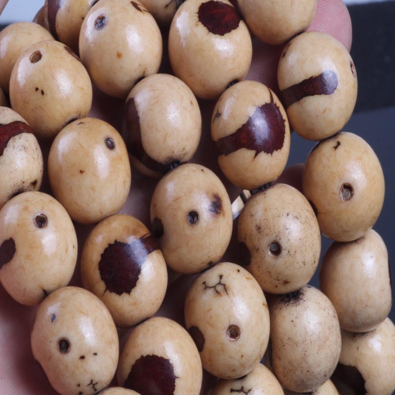 天然精品大小佛眼白麒麟眼菩提子原籽原色阴阳老菩提佛珠手串手链