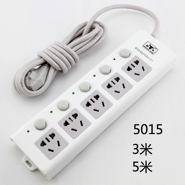 新牛电器 原铜5米5015五开关 独立开关接线板 插排 插座 三线接线