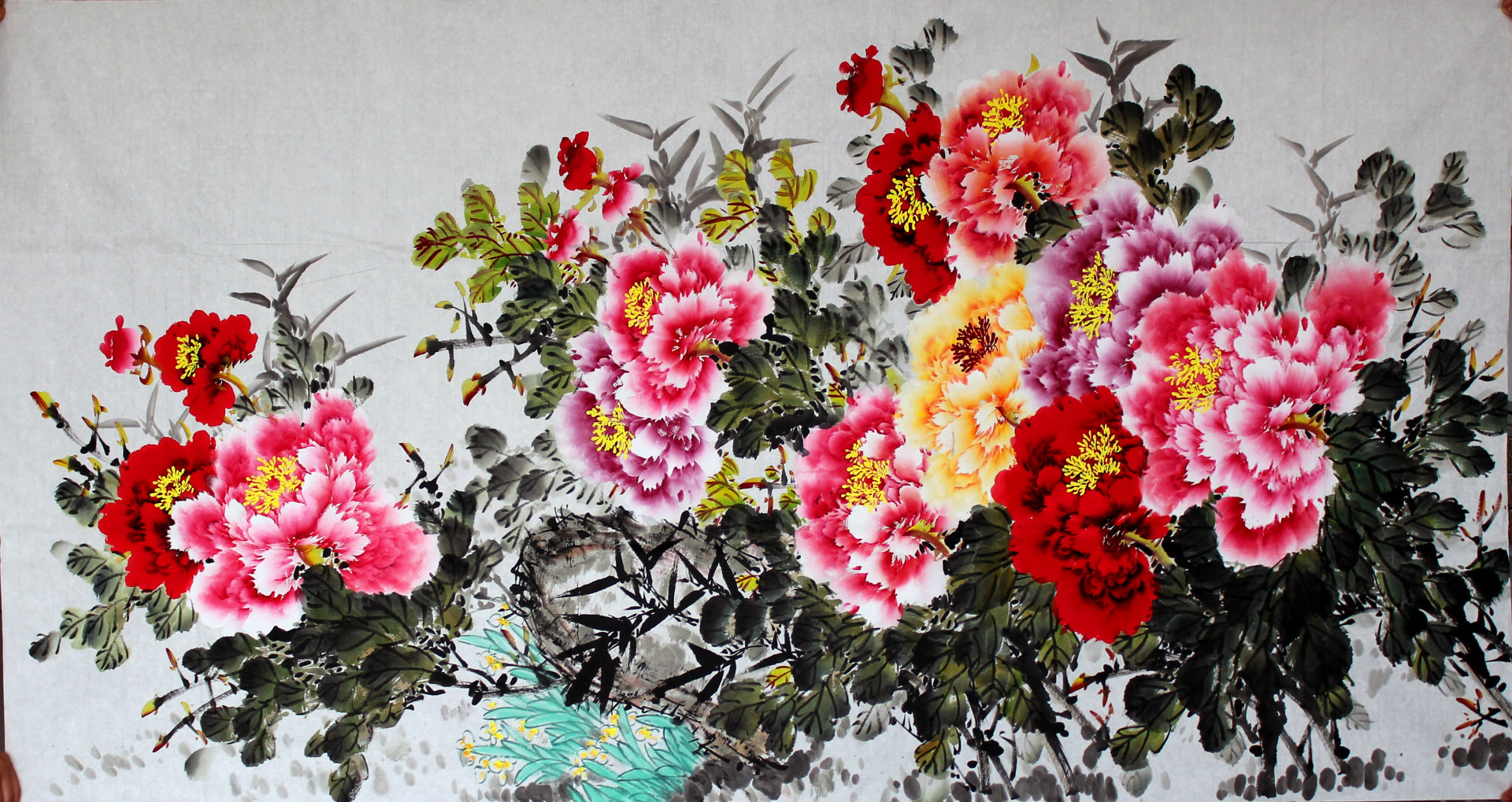 国画六尺牡丹手绘原稿画水墨画画心特价国画字画礼品写意