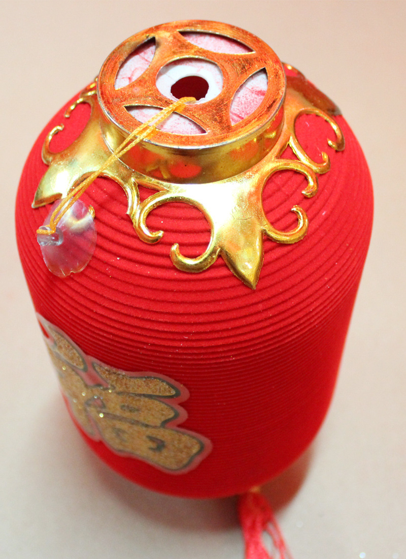 春节年货 植绒小冬瓜灯笼 福字冬瓜灯 春节挂饰 植绒塑料小灯笼