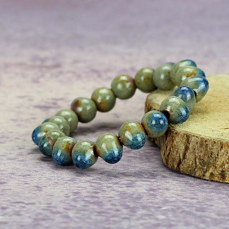 景星陶瓷 景德镇陶瓷首饰批发 滴釉系手链 传古蓝冰手串jxc029