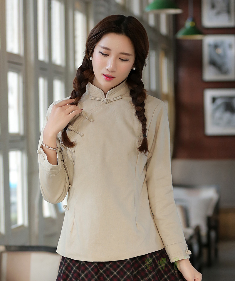 冬装新款红高粱 民国棉麻中式立领斜襟手工一字扣棉衣纯色小棉袄