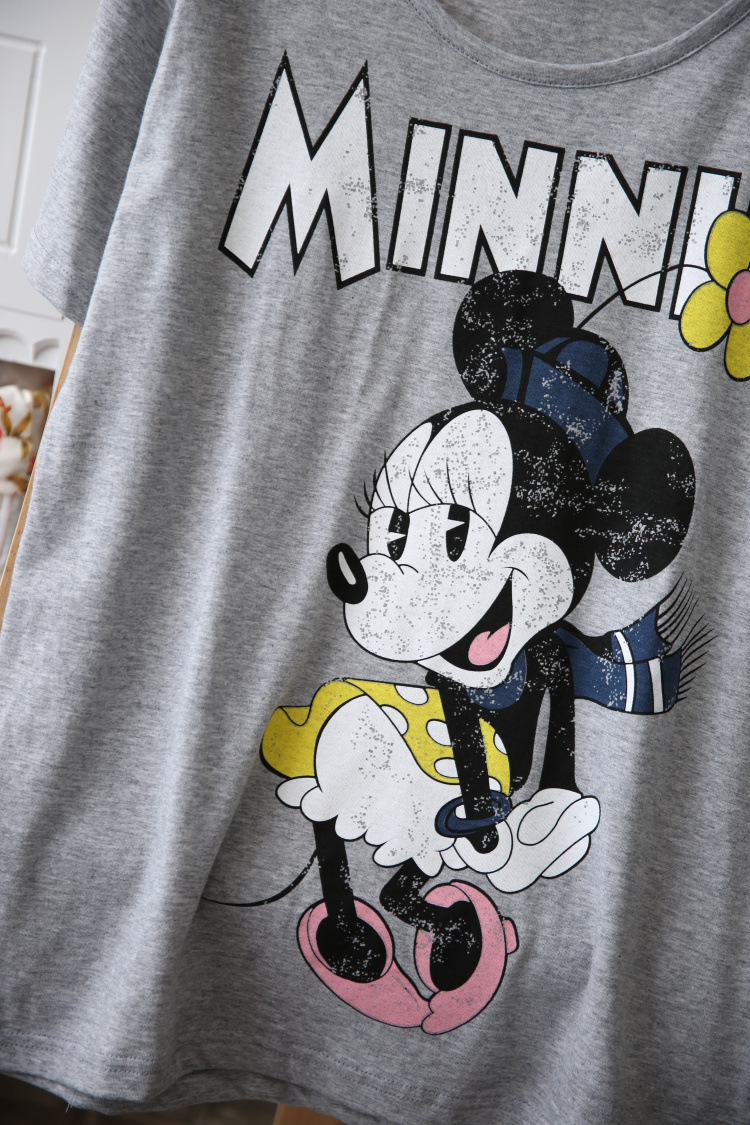 批发14夏季新款女装 日系米奇图案棉质圆领短袖t恤 女