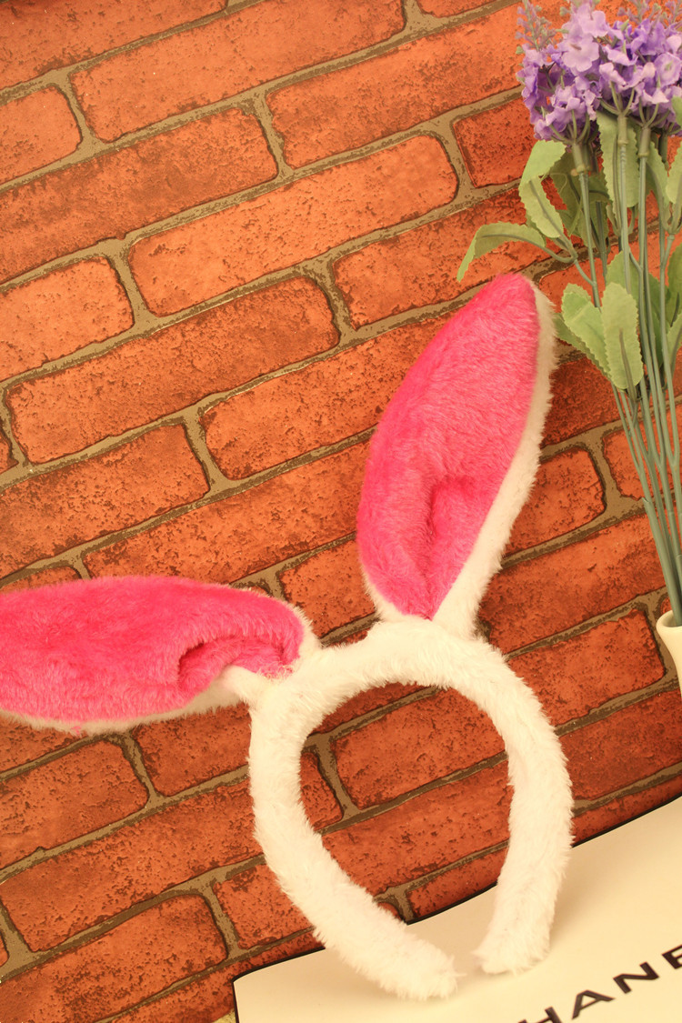 【星马饰品】圣诞节毛绒兔子发箍 万圣节派对夜店 带铁丝兔耳朵
