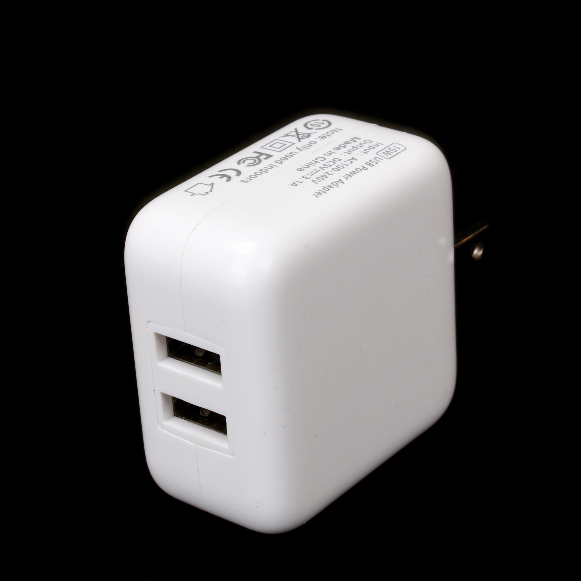 苹果充电器双usb替换插头白色2100ma