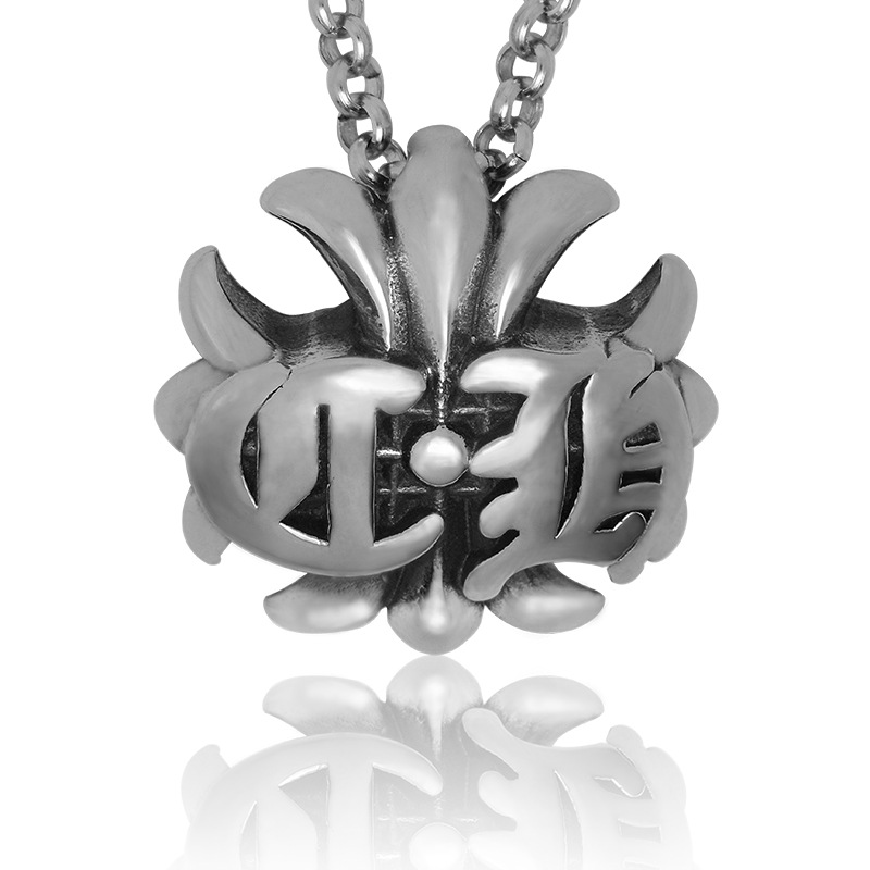 欧美复古鸢尾花十字架男士项链 女式时尚配饰饰品sp239