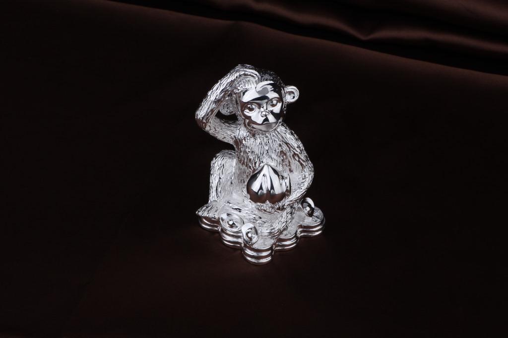 s999千足银摆件招财风水家居装饰品 开光生肖猴子工艺品 礼品