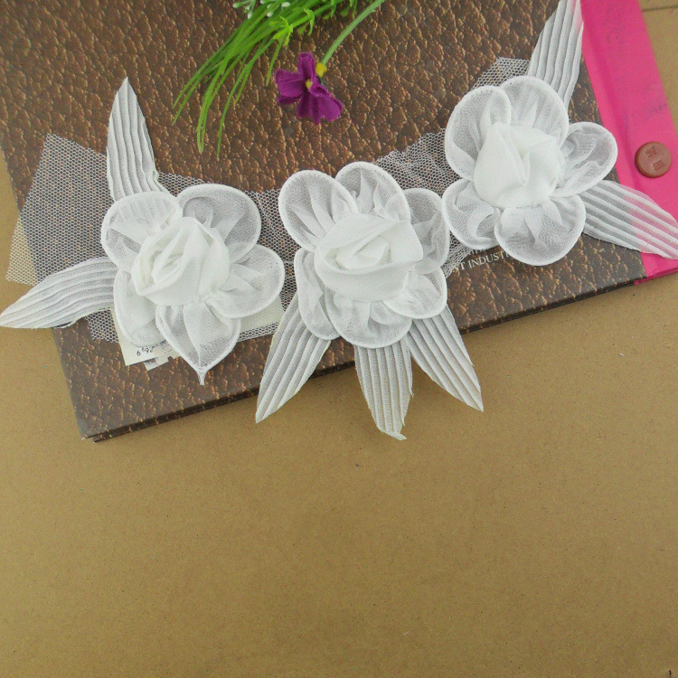 白色雪纺领花 diy花边辅料服装 衣服辅料 贴花补丁现货批发